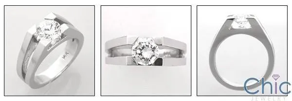 1 Carat Brilliant Solitaire Cubic Zirconia 14K White Gold Ring