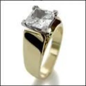 1 Carat Princess Cubic Zirconia Solitaire Ring Yellow Gold