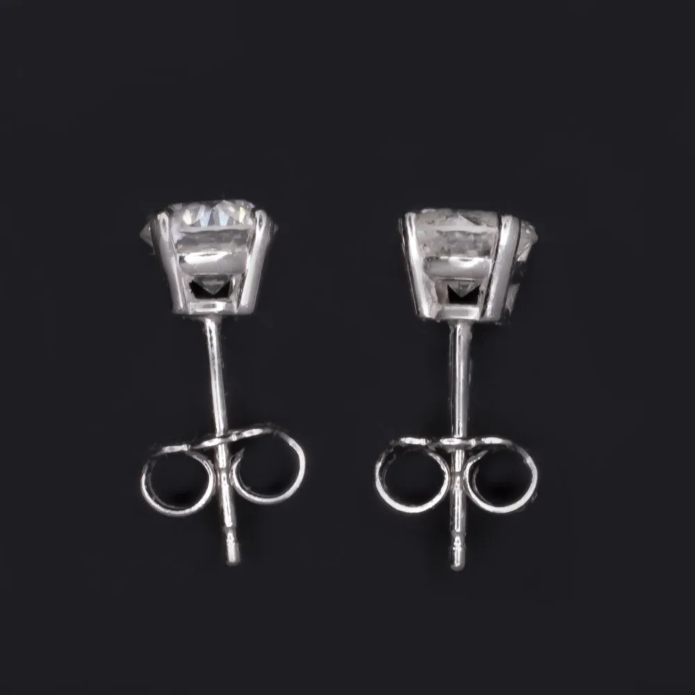 1.18c VERY GOOD CUT NATURAL DIAMOND STUD EARRINGS 14k WHITE GOLD ROUND BRILLIANT