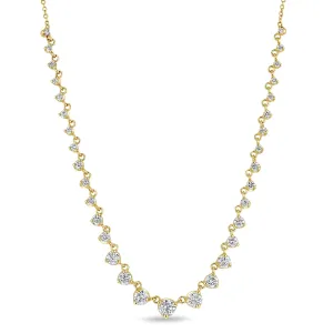 14k Linked Graduated Prong Diamond Tennis Necklace