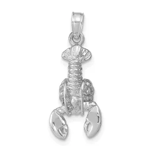 14k White Gold Polished Finish Solid Moveable Maine Lobster Charm Pendant