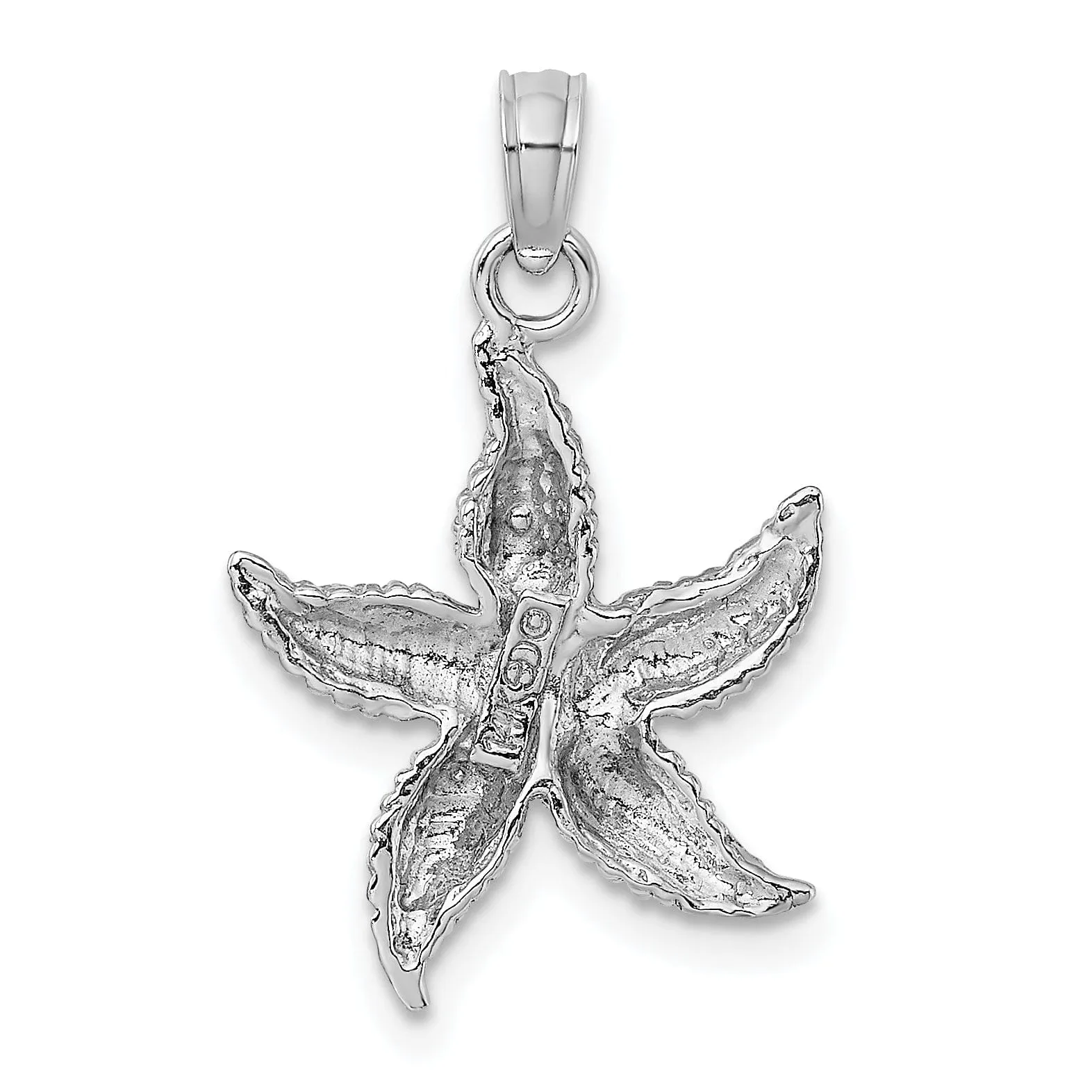 14K White Gold Solid Polished Finish Starfish Pendant