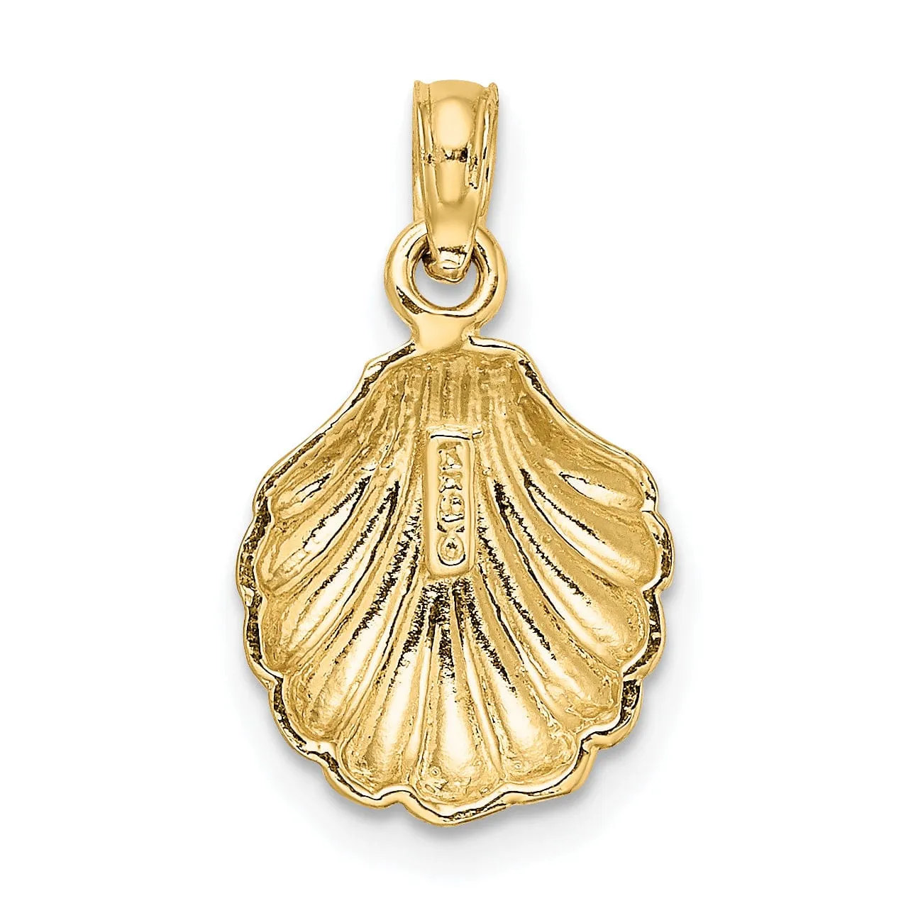 14K Yellow Gold Polished Finish Scallop Shell Charm Pendant