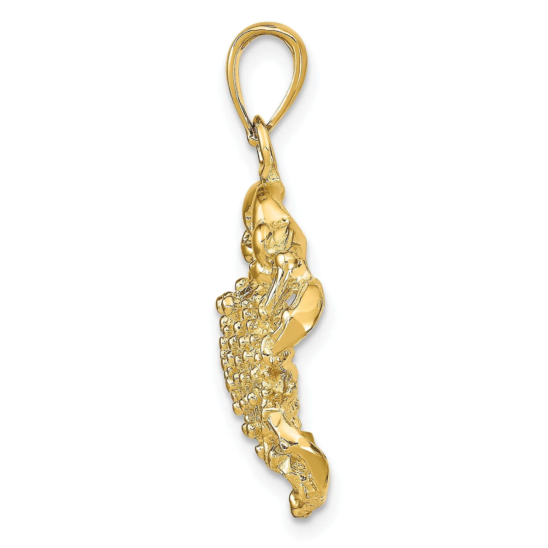 14k Yellow Gold Polished Texture Finish Crab Charm Pendant