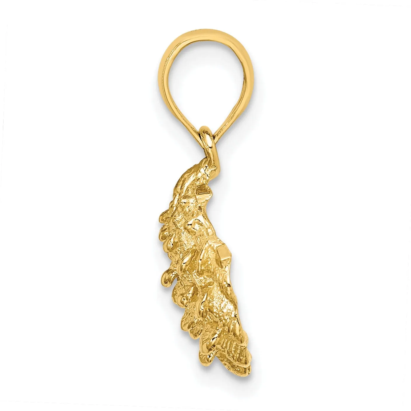 14K Yellow Gold Polished Texture Finish Oyster Shell Charm Pendant