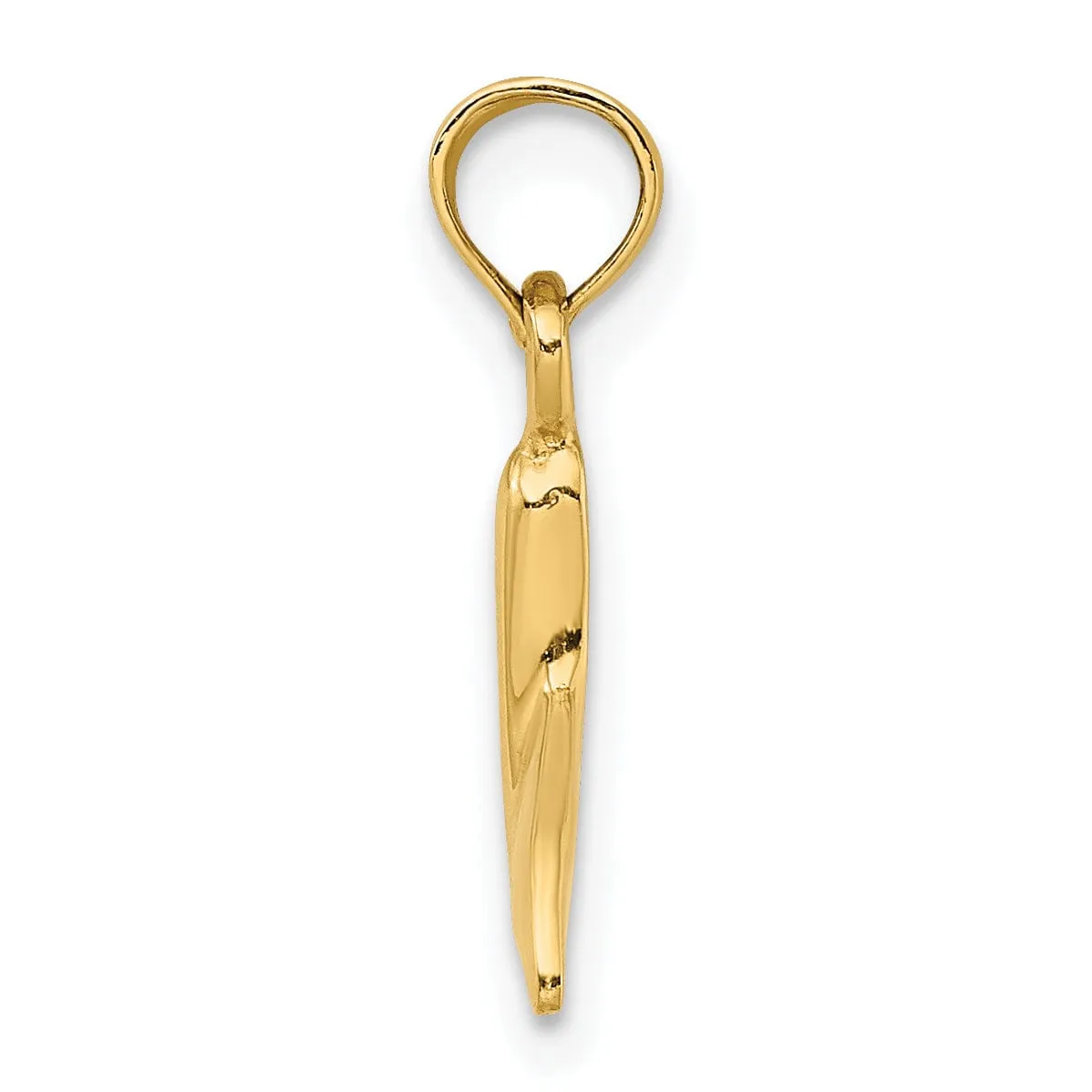 14K Yellow Gold Solid Polished Finish Small Size Whale Tail Charm Pendant