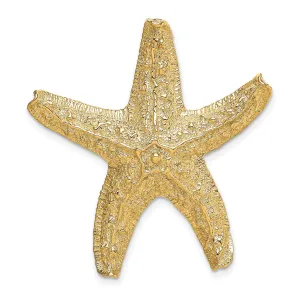 14K Yellow Gold Solid Polished Textured Starfish Slide Pendant