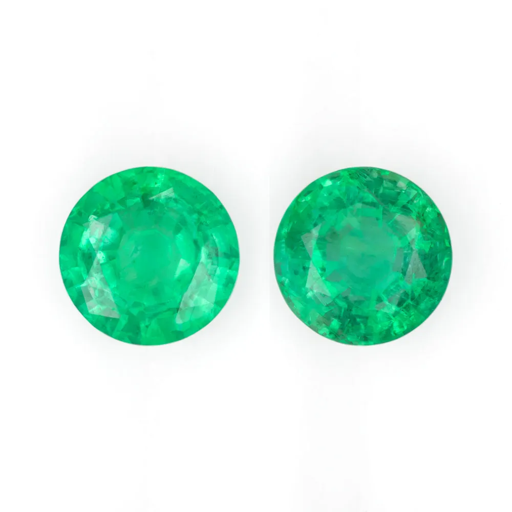 1.59ct EMERALD PAIR STUD EARRINGS 6mm ROUND CUT LOOSE NATURAL GEMSTONE 1.5ct