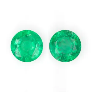 1.59ct EMERALD PAIR STUD EARRINGS 6mm ROUND CUT LOOSE NATURAL GEMSTONE 1.5ct