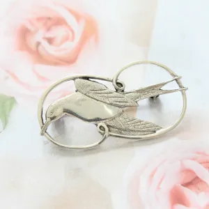 1970's Scottish Silver Arctic Tern Bird Brooch by Shetland