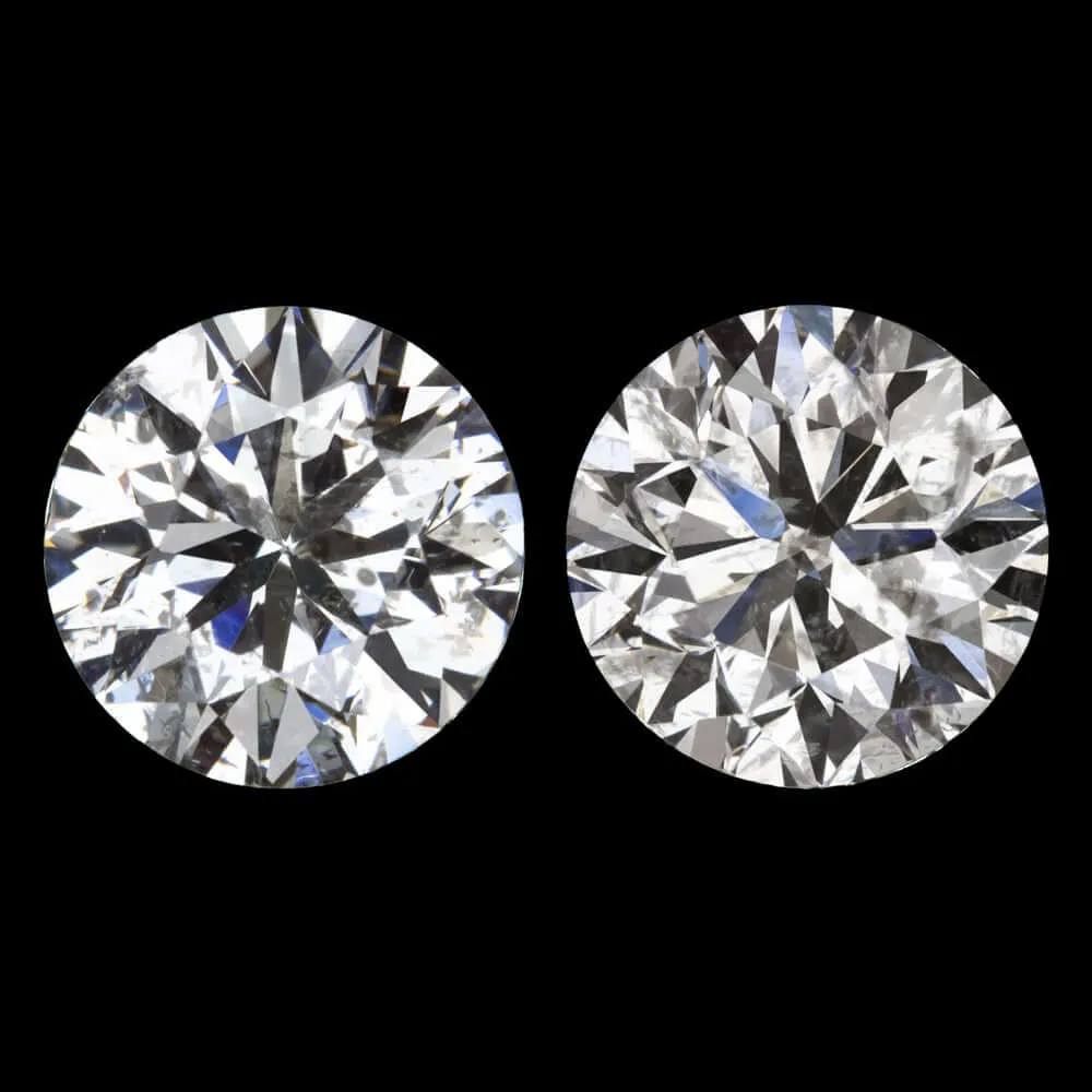 2.03ct VERY GOOD CUT DIAMOND STUD EARRINGS ROUND BRILLIANT MATCHING PAIR 2 CARAT