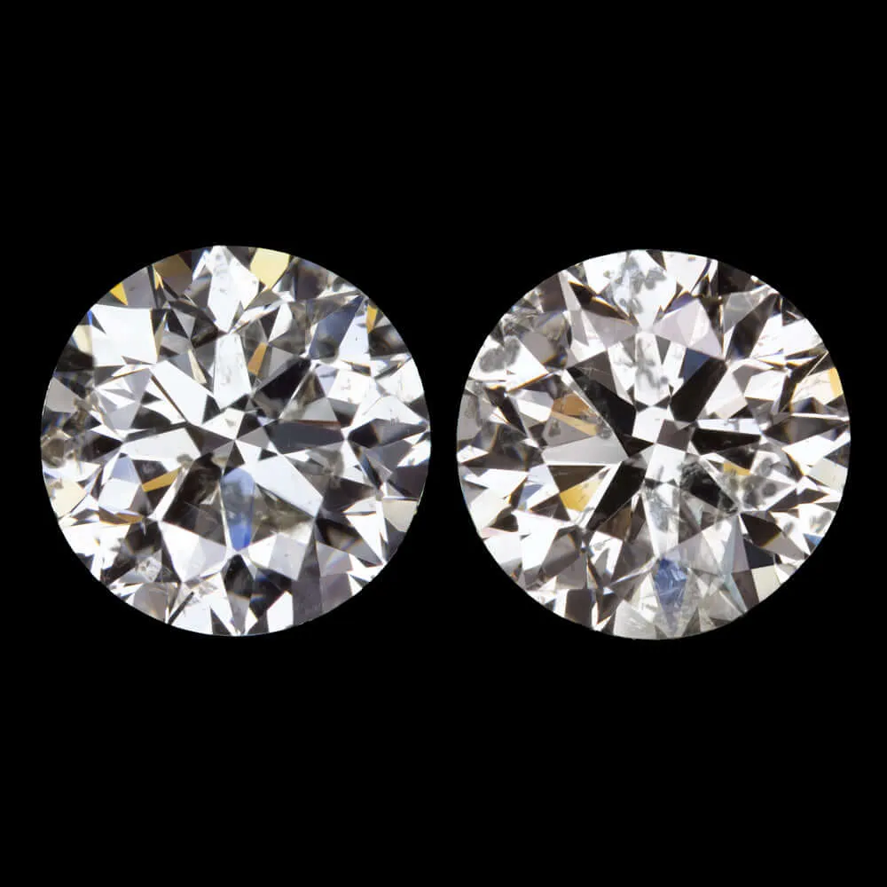 2.04ct VERY GOOD CUT DIAMOND STUD EARRINGS ROUND BRILLIANT MATCHING PAIR 2 CARAT