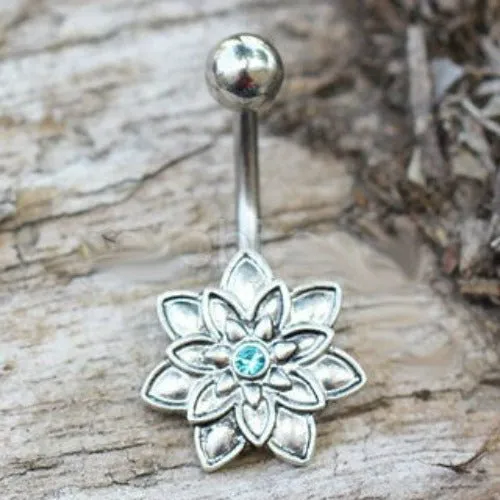 316L Stainless Steel Lotus Flower Navel Ring