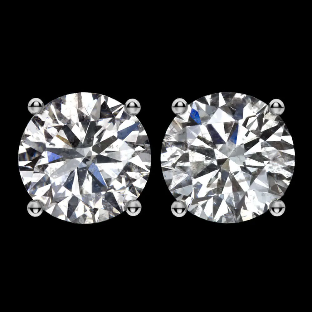 4.35ct ROUND BRILLIANT CUT NATURAL DIAMOND STUD EARRINGS MATCHING PAIR 4.5 CARAT