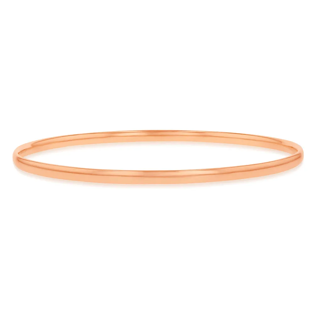 9ct Rose Gold Silverfilled Light Weight 3mm X 65mm Bangle