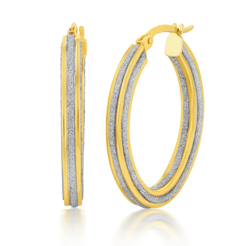 9ct Yellow Gold Silverfilled Stardust Hoop Earring