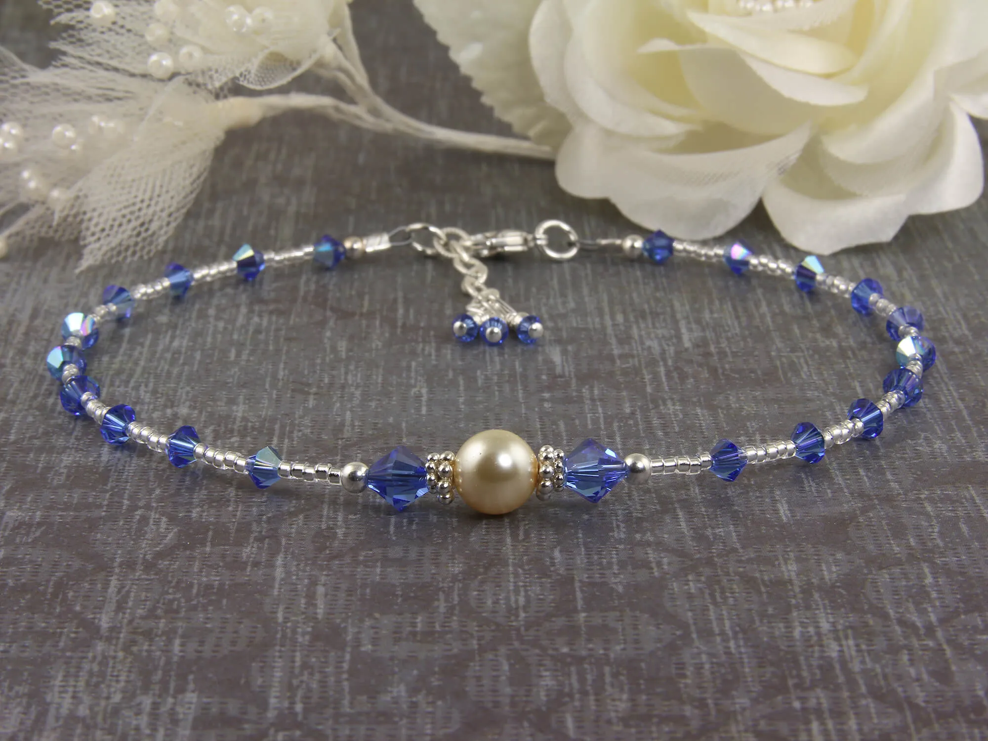 All that Glistens - Something Blue Wedding Sapphire Anklet