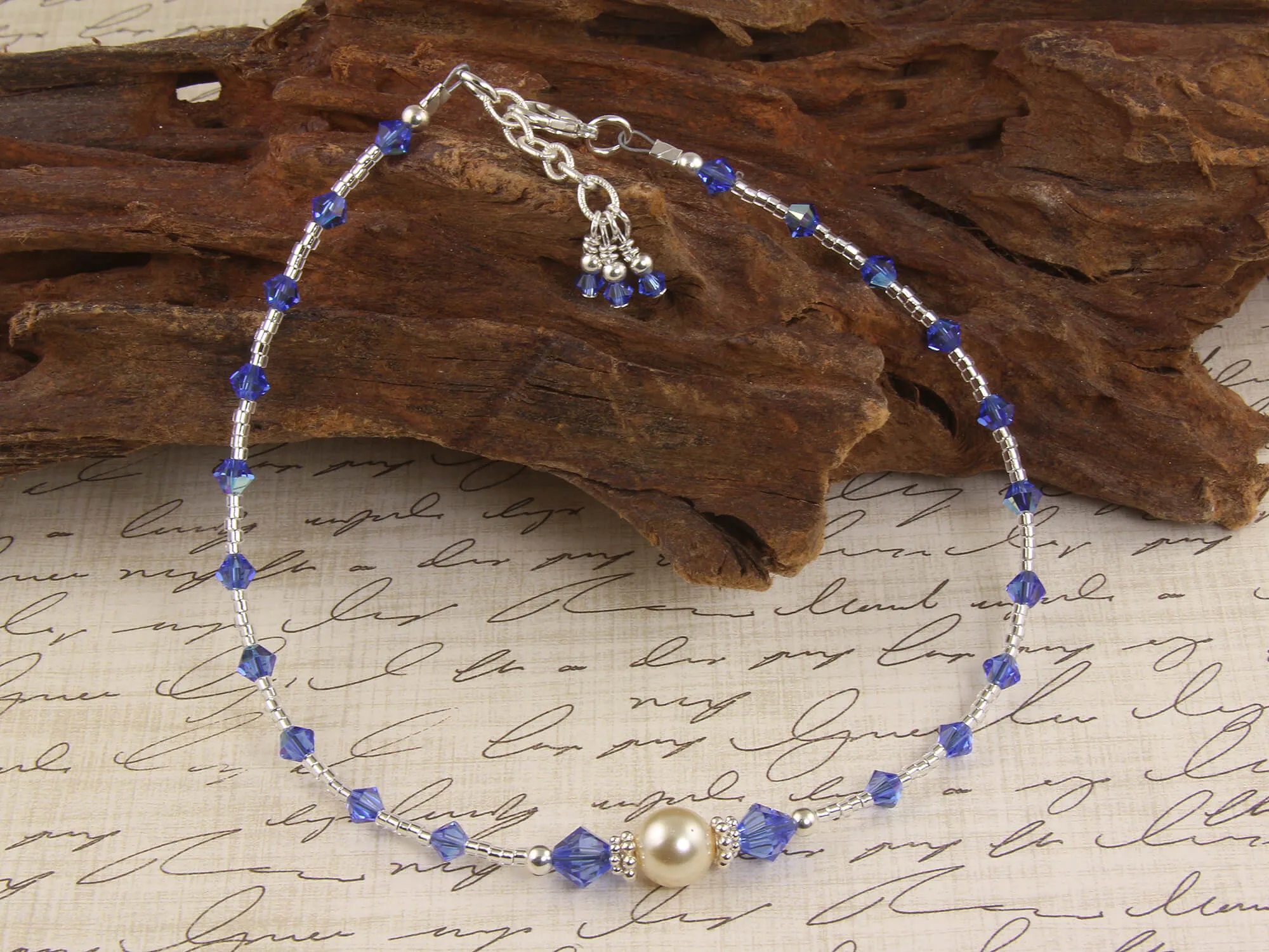 All that Glistens - Something Blue Wedding Sapphire Anklet