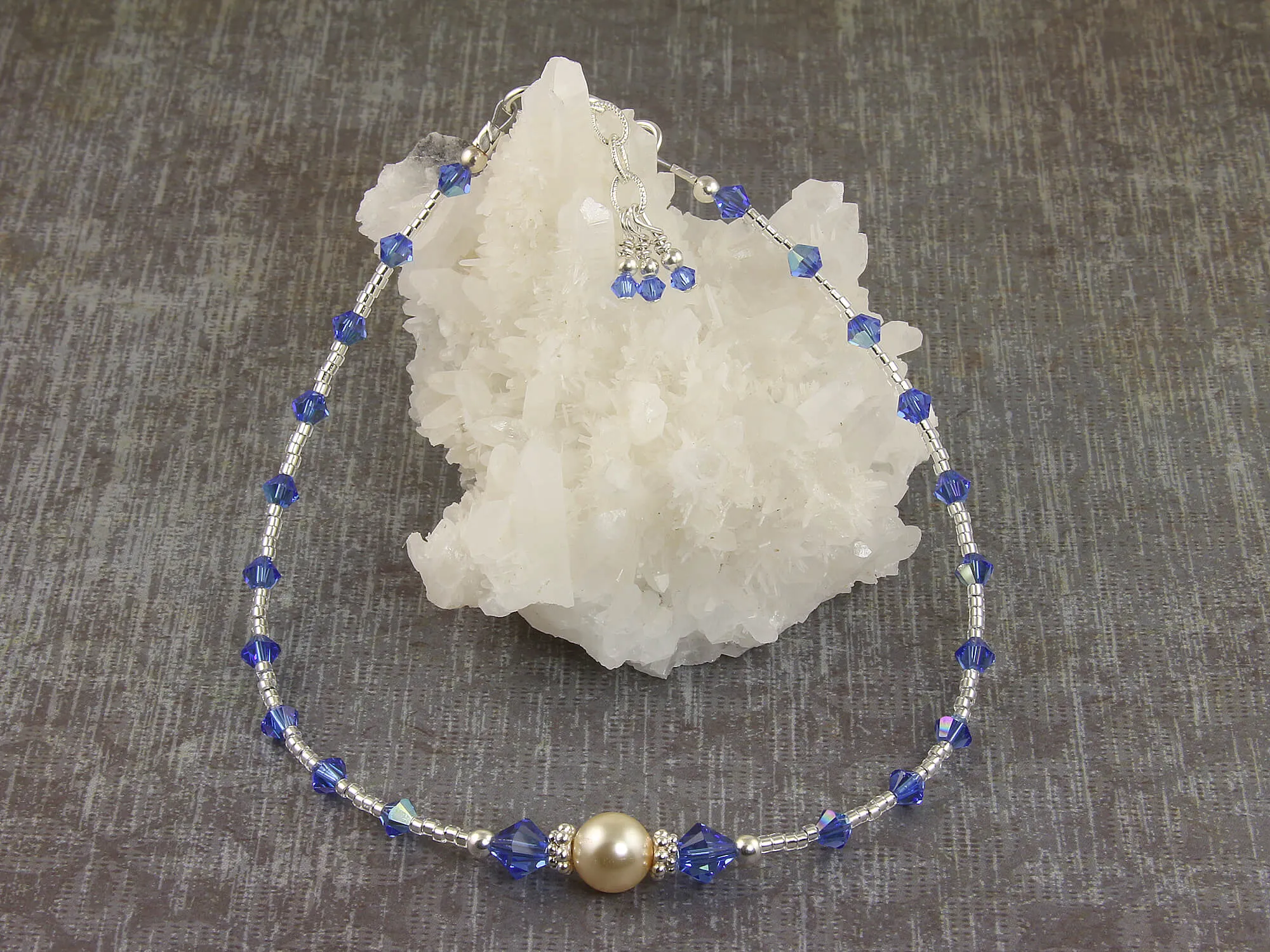 All that Glistens - Something Blue Wedding Sapphire Anklet