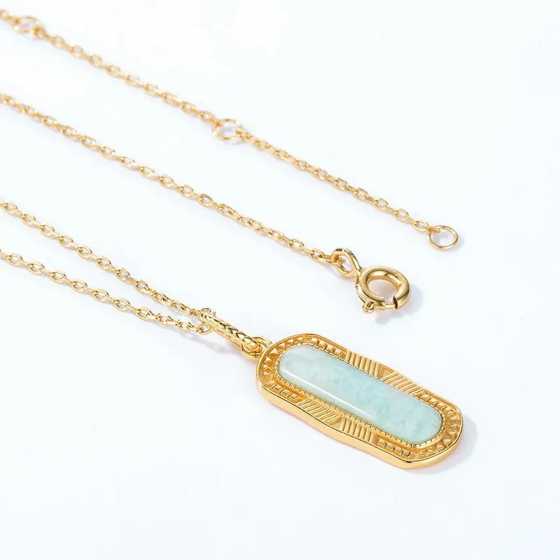 Amazonite Necklace in 10k Yellow Gold Vermeil