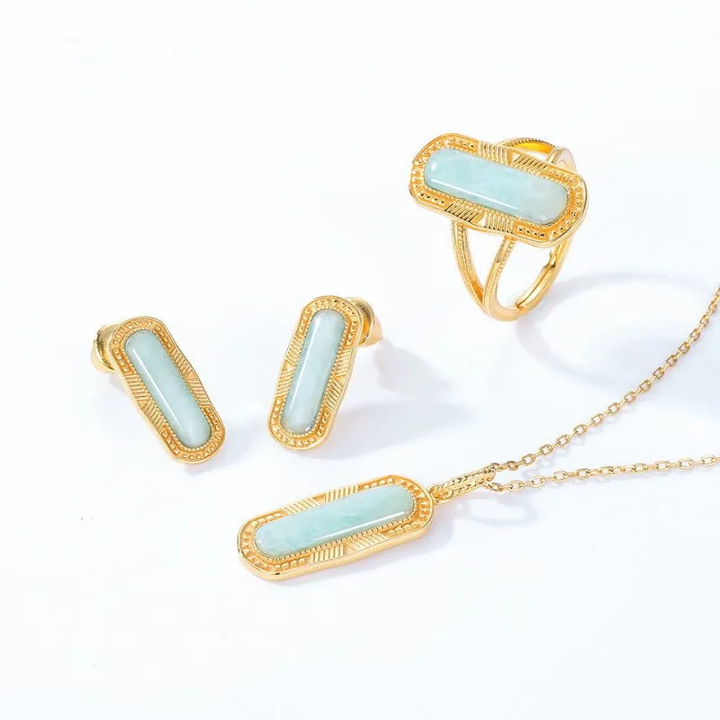 Amazonite Necklace in 10k Yellow Gold Vermeil