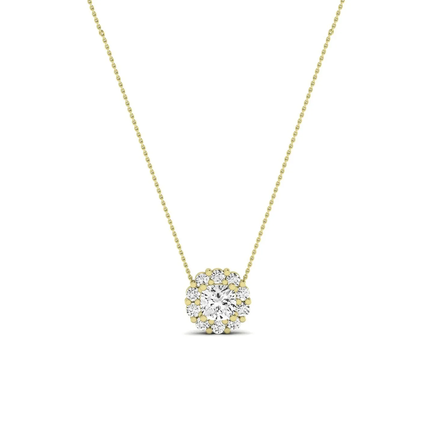 Angelwing Cushion Cut Moissanite Halo Necklace