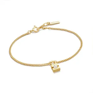 Ania Haie Gold Pearl Padlock Bracelet B054-01G