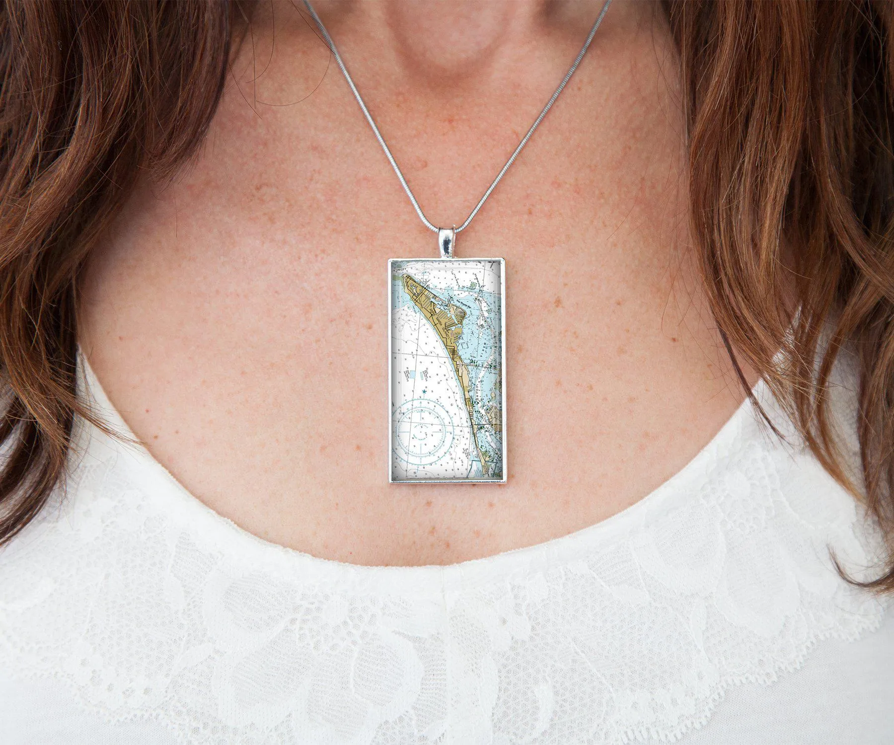 Anna Maria Island Nautical Rectangle Necklace