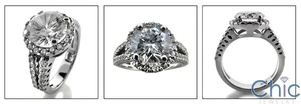 Anniversary 2.5 Round Halo Pave Cubic Zirconia Cz Ring