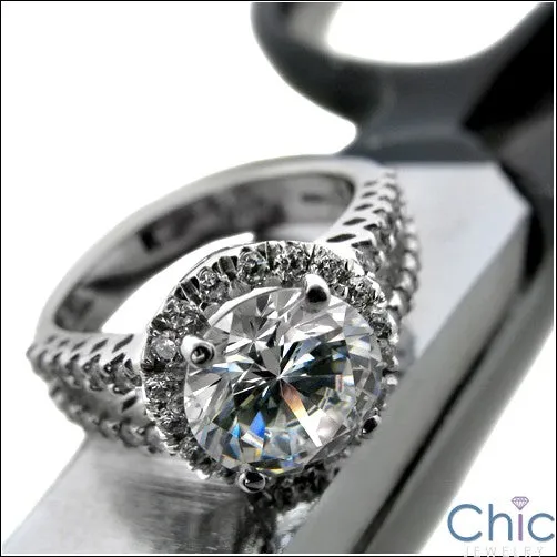 Anniversary 2.5 Round Halo Pave Cubic Zirconia Cz Ring