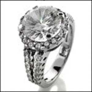 Anniversary 2.5 Round Halo Pave Cubic Zirconia Cz Ring