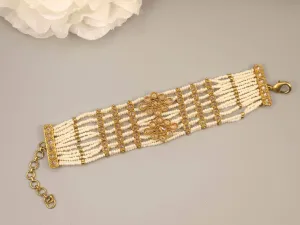 Antique Gold Polki Adjustable Chain Bracelet