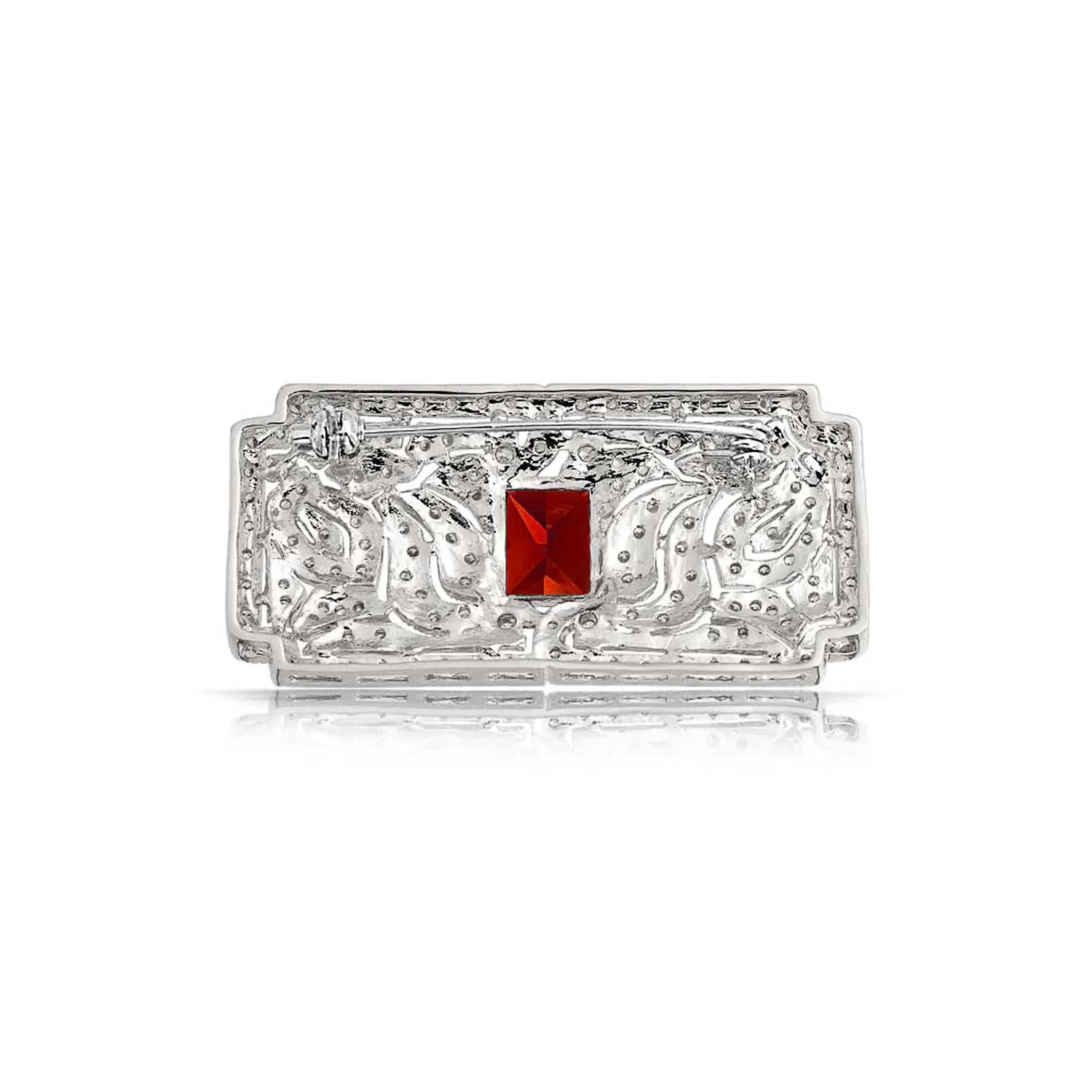 Art Deco Vintage Style Blue Green or Red AAA CZ Rectangle Brooch Pin