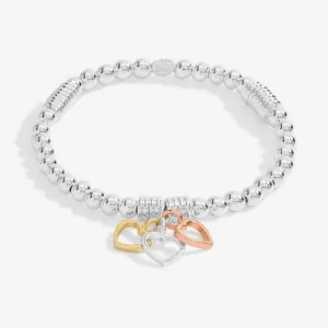 Bar Heart Silver Gold & Rose Gold Plated 17.5cm Bracelet 7212