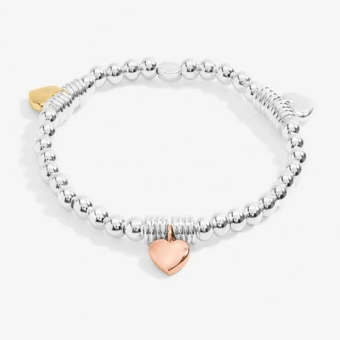 Bar Multi Heart Silver Gold & Rose Gold Plated 17.5cm Bracelet 7213