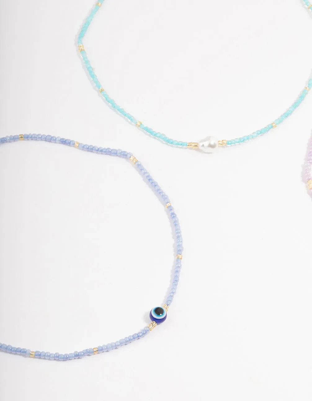 Beaded Evil Eye Choker Pack