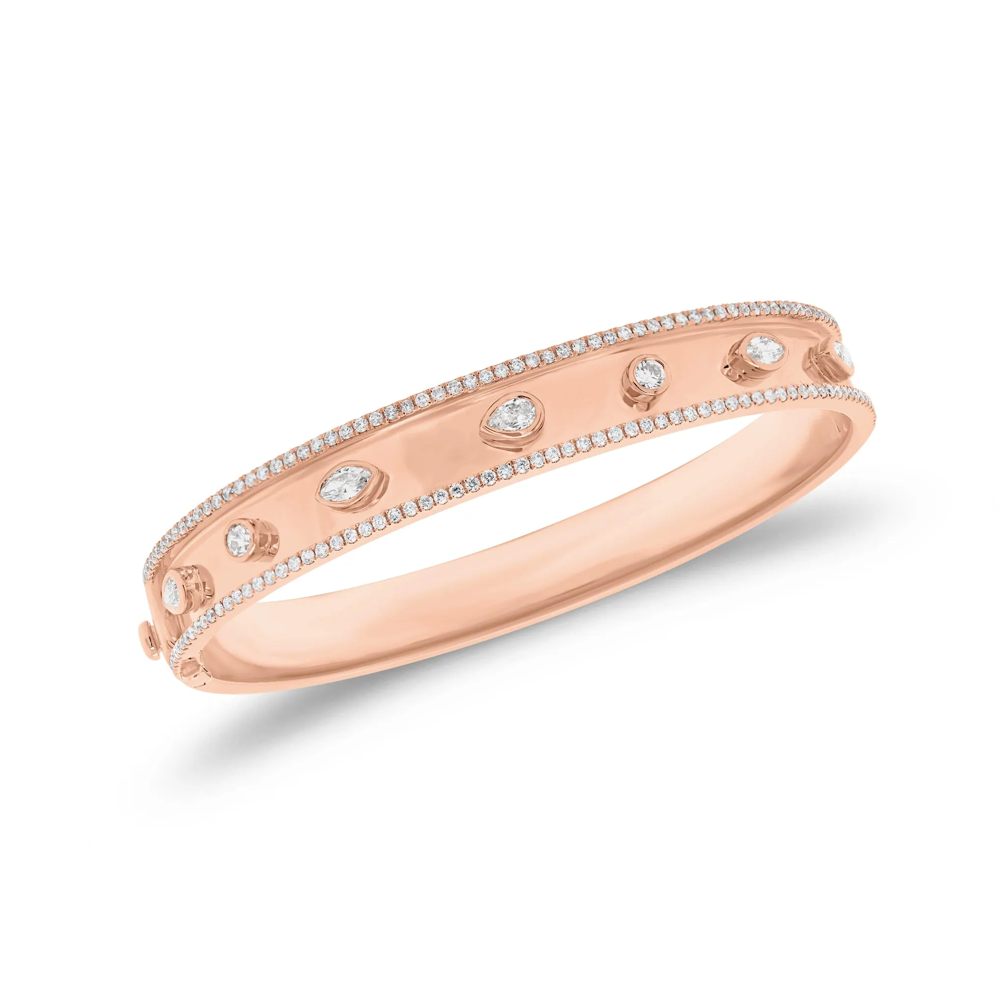 Bezel-Set Diamond Shapes Bangle Bracelet