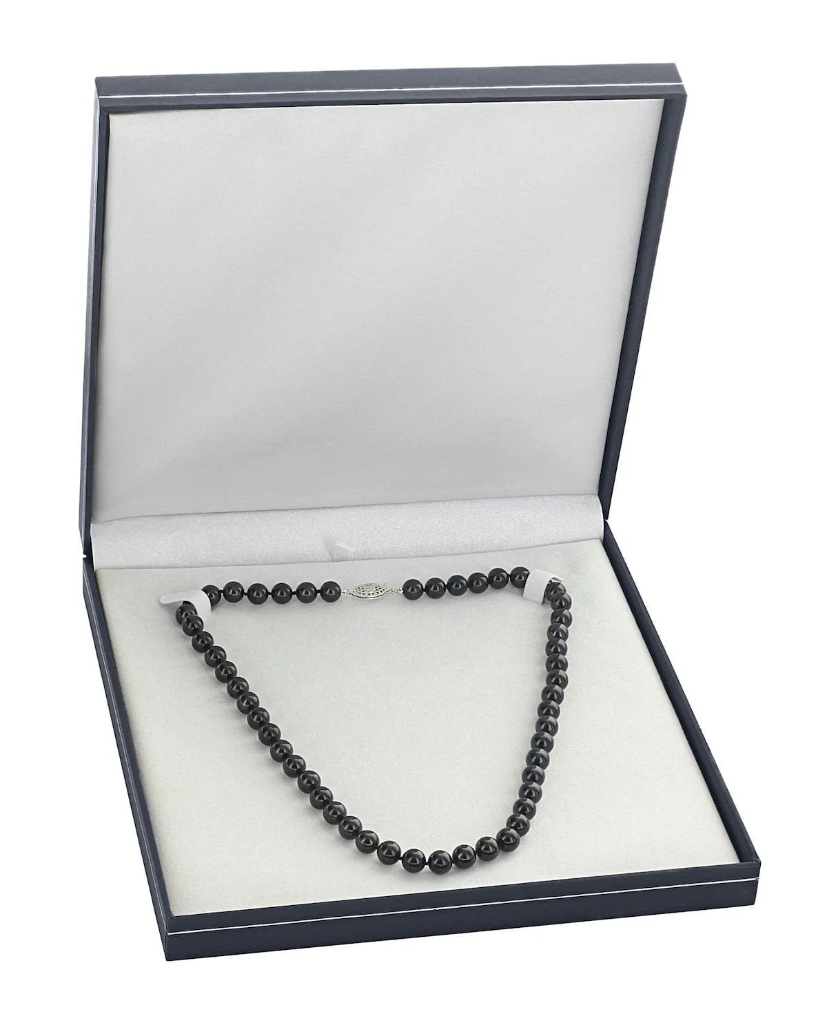 Black Japanese Akoya Pearl Necklace, 6.5-7.0mm - AAA Quality