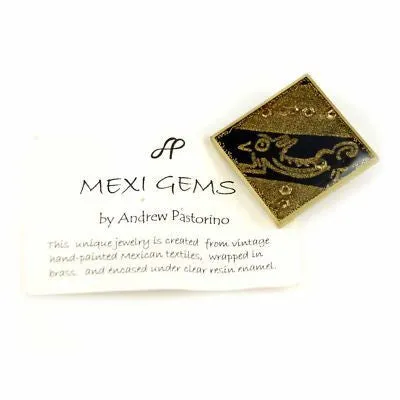 Brooch  Mexican Hand Painted Skirt 1940S Mexi-Gems