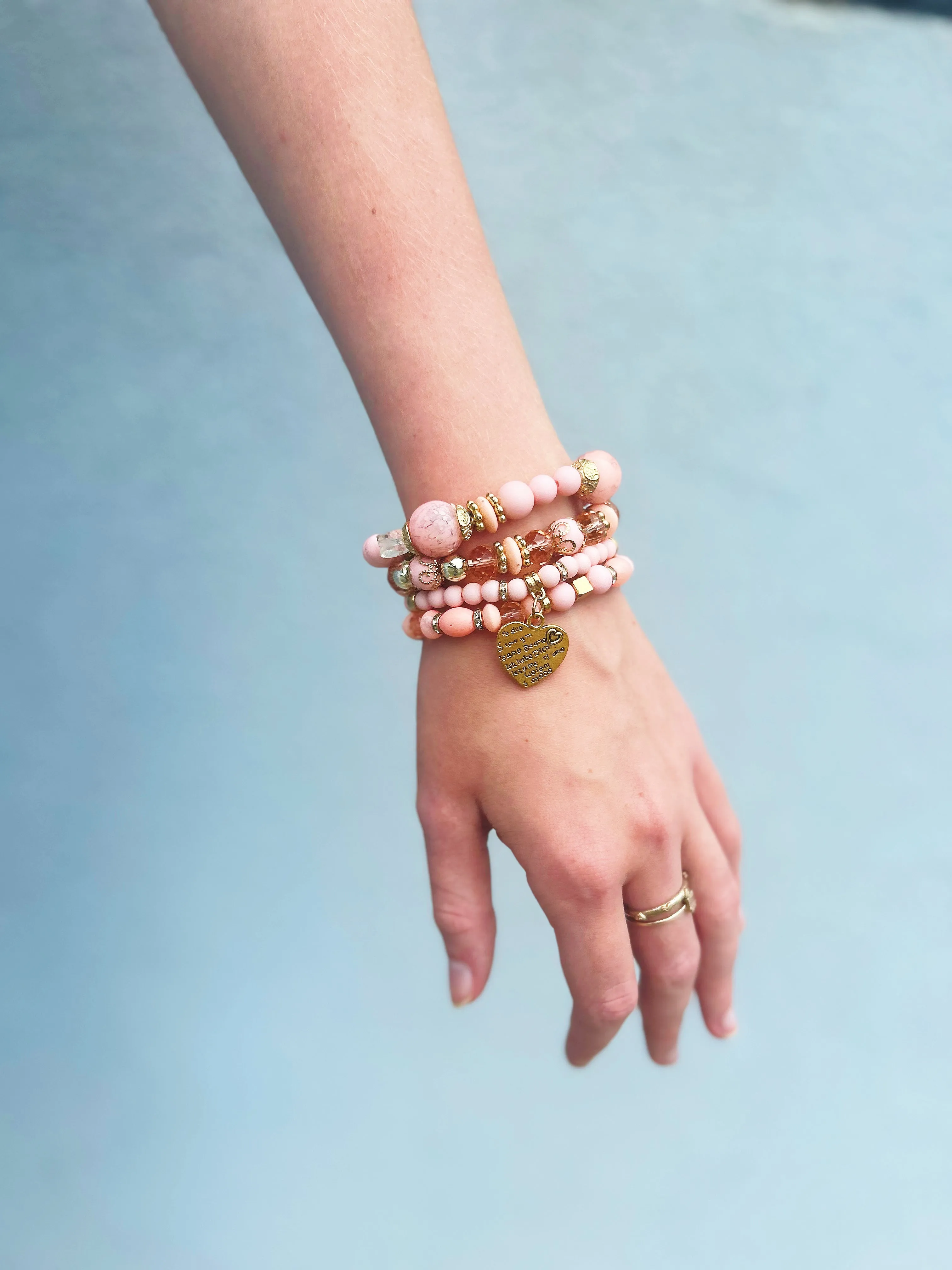 Bubblegum Beaded Bracelet Stack