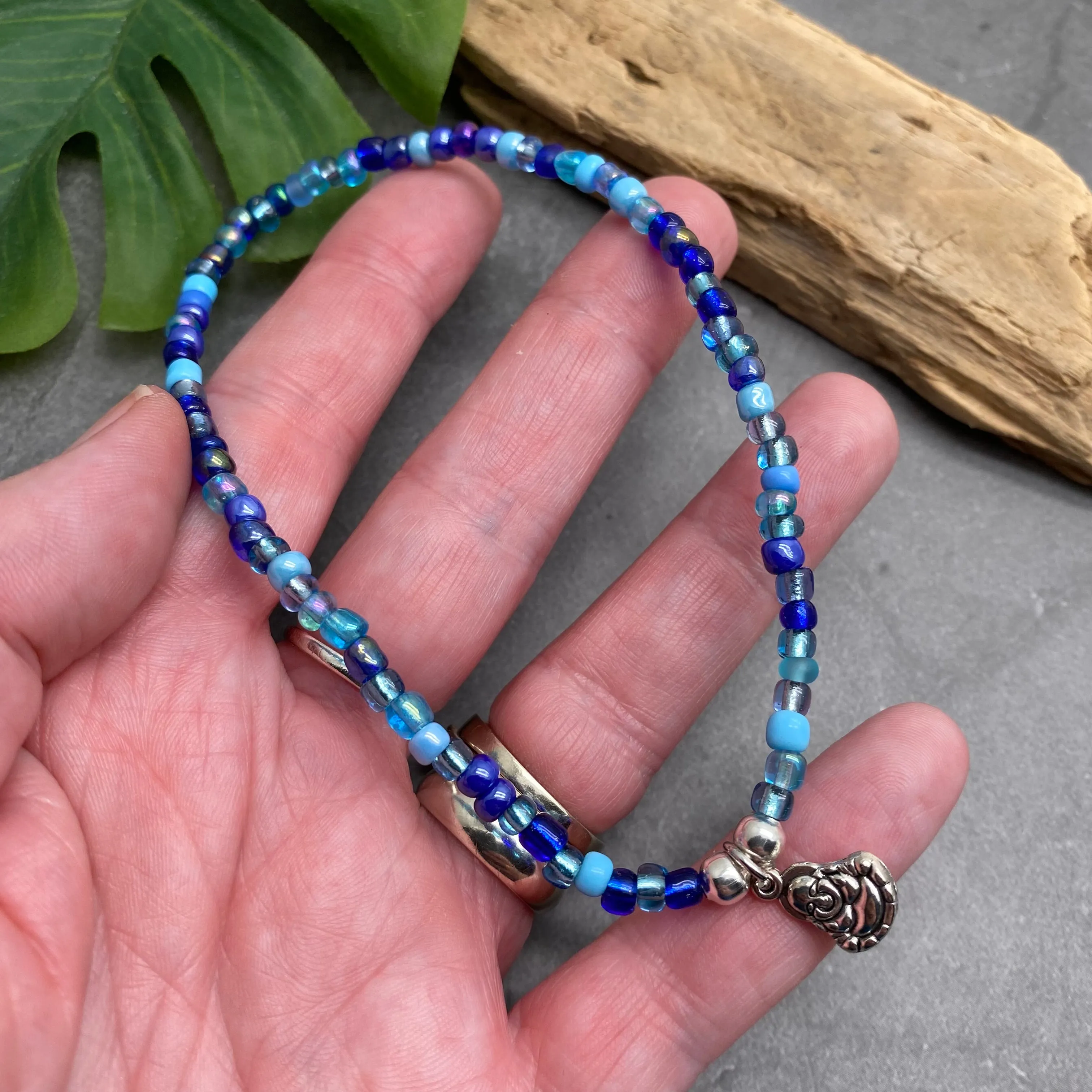 Buddha Charm Seed Bead Anklet - Colour Choice