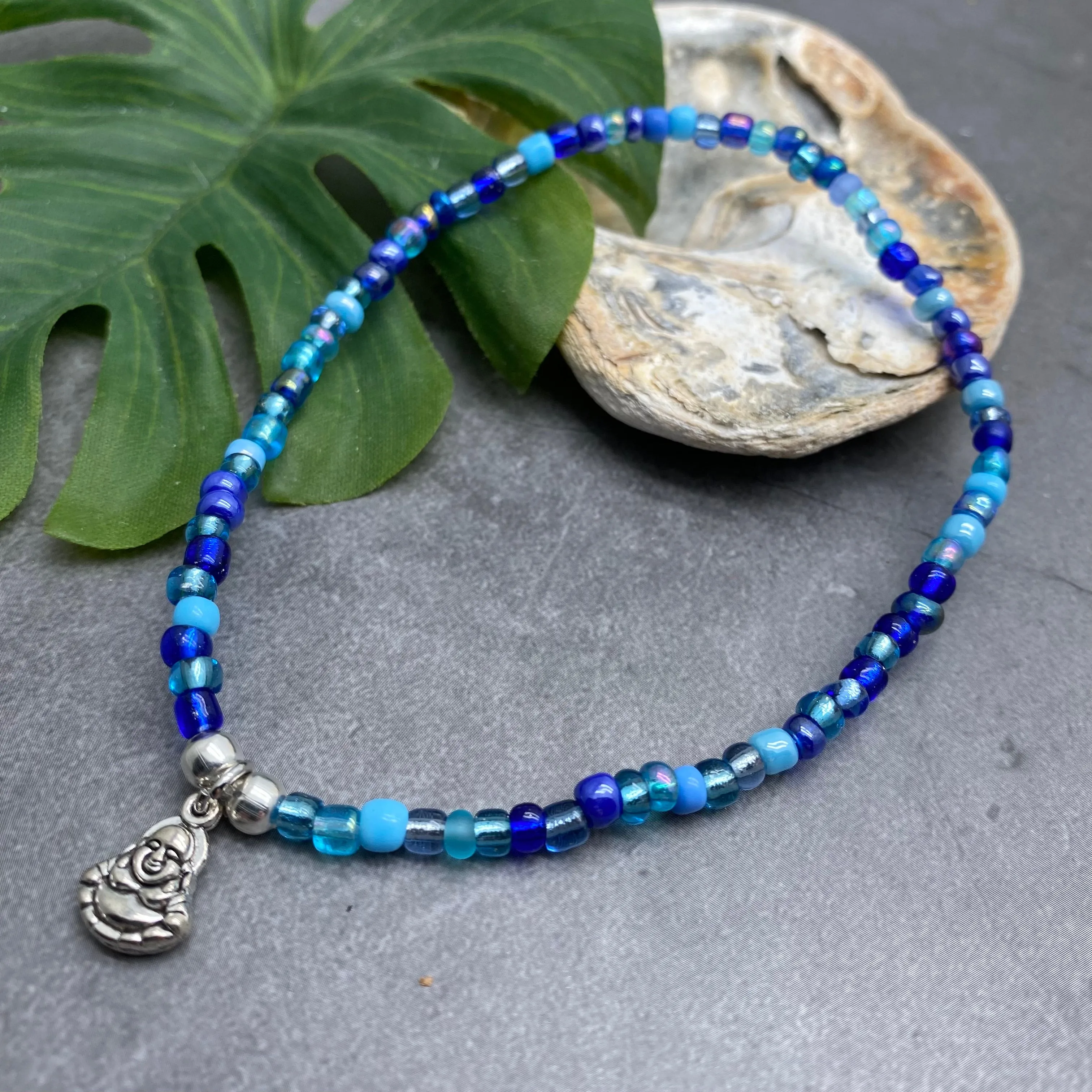 Buddha Charm Seed Bead Anklet - Colour Choice