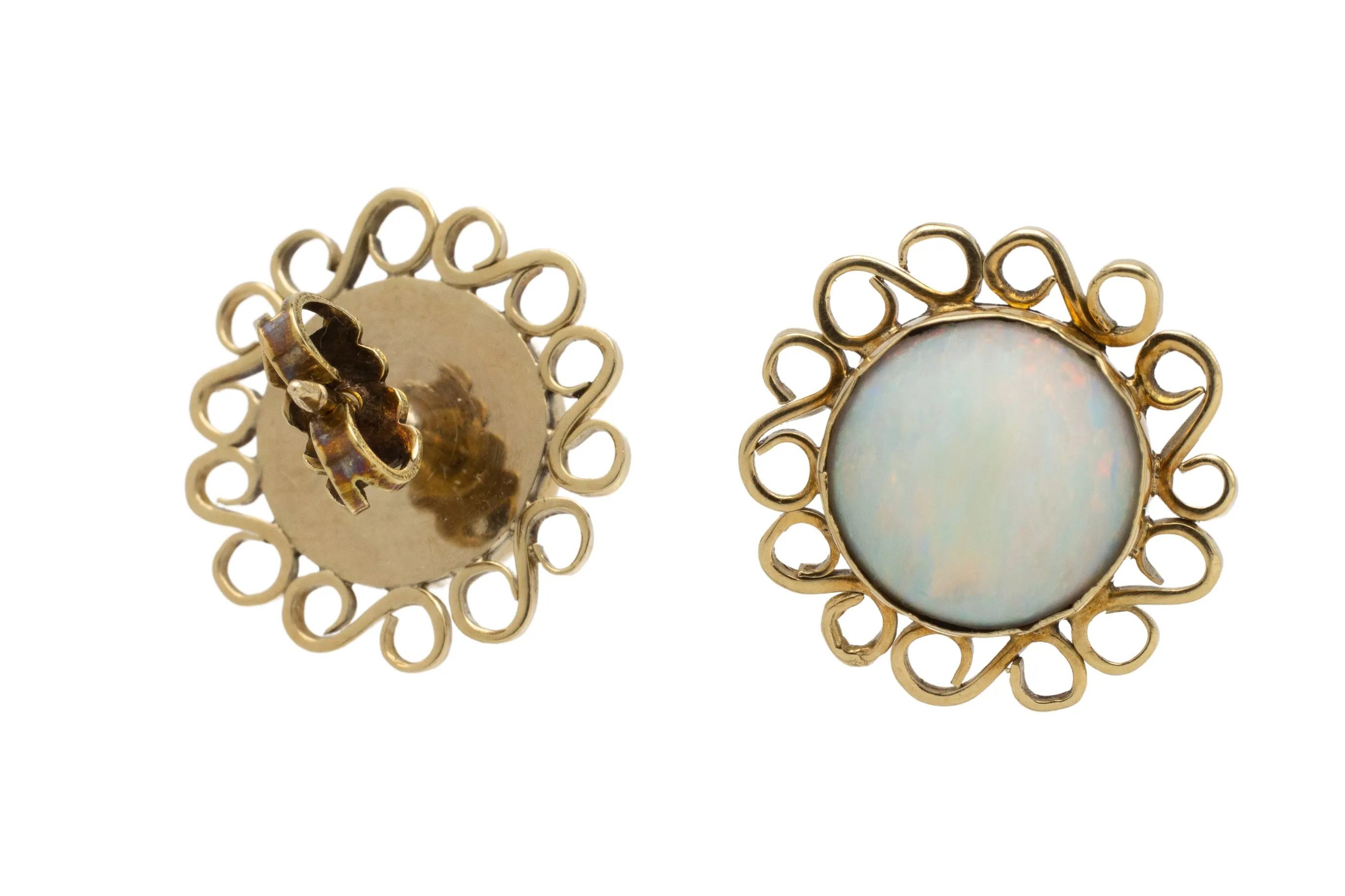 Cabochon opal earrings in 14 carat gold