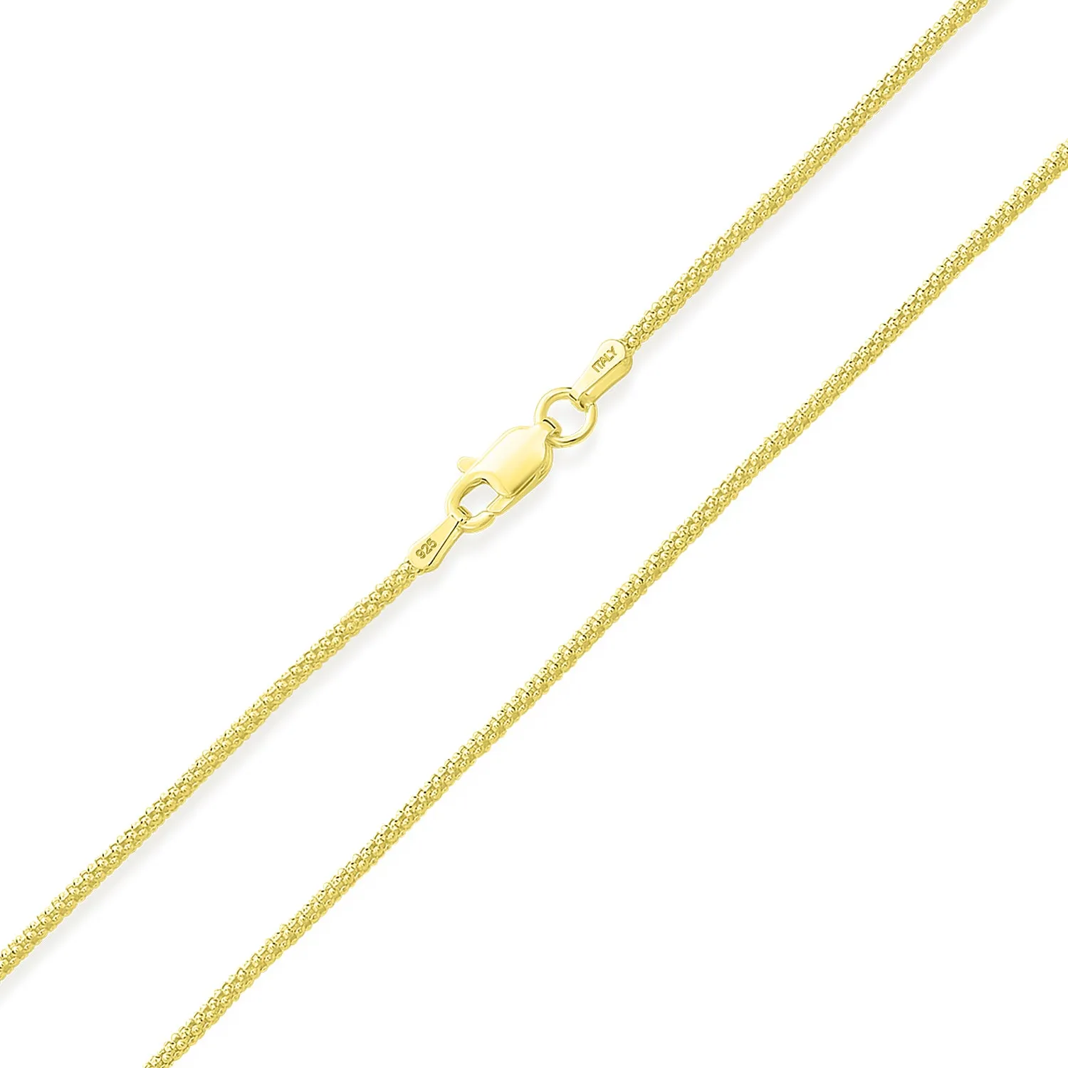 Caviar Coreana Popcorn Chain Necklace Gold Plated Sterling Silver 16-24 Inch