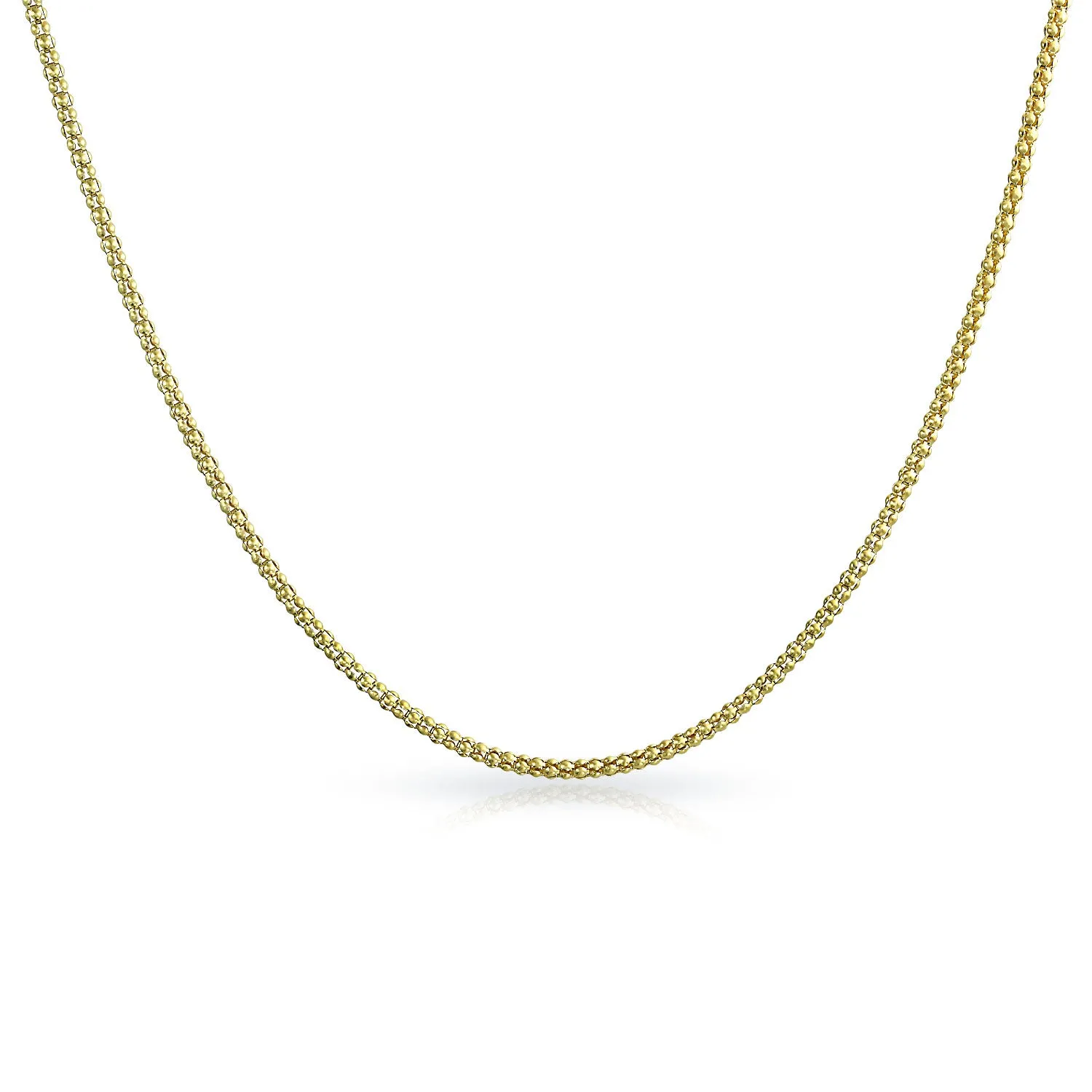 Caviar Coreana Popcorn Chain Necklace Gold Plated Sterling Silver 16-24 Inch