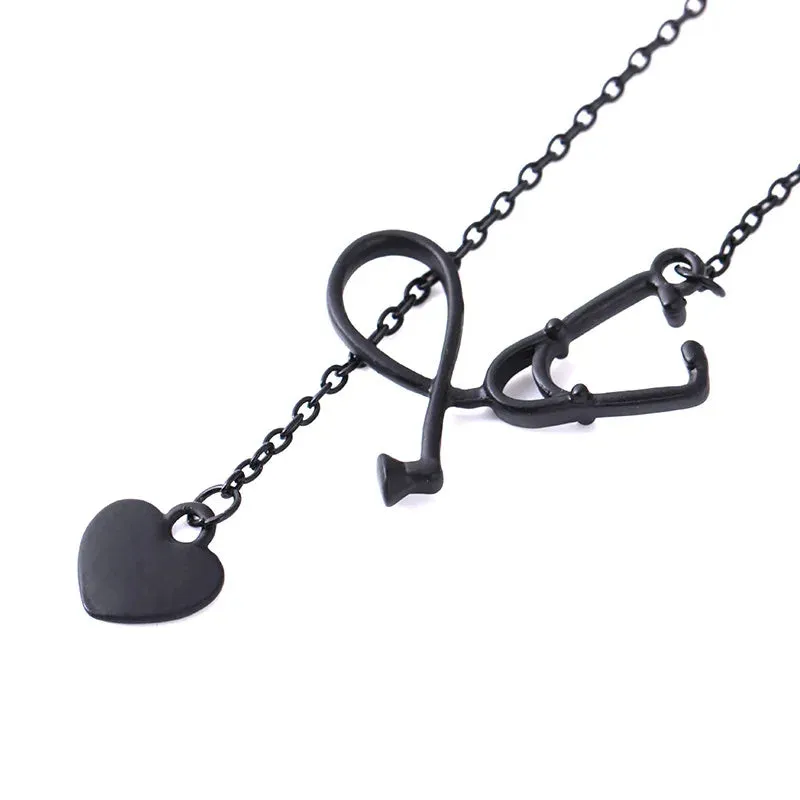 Chain Wholesale Creative Stethoscope Heart Exquisite Pendant Sweater Fashion Collares Dainty Necklace