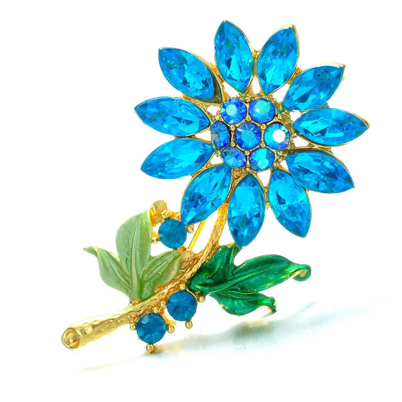 Charms birthstone Fashion Wedding Collar Plant flower Brooch Pins Rhinestone brooch Crystal Scarf vintage brooch Women Jewelry