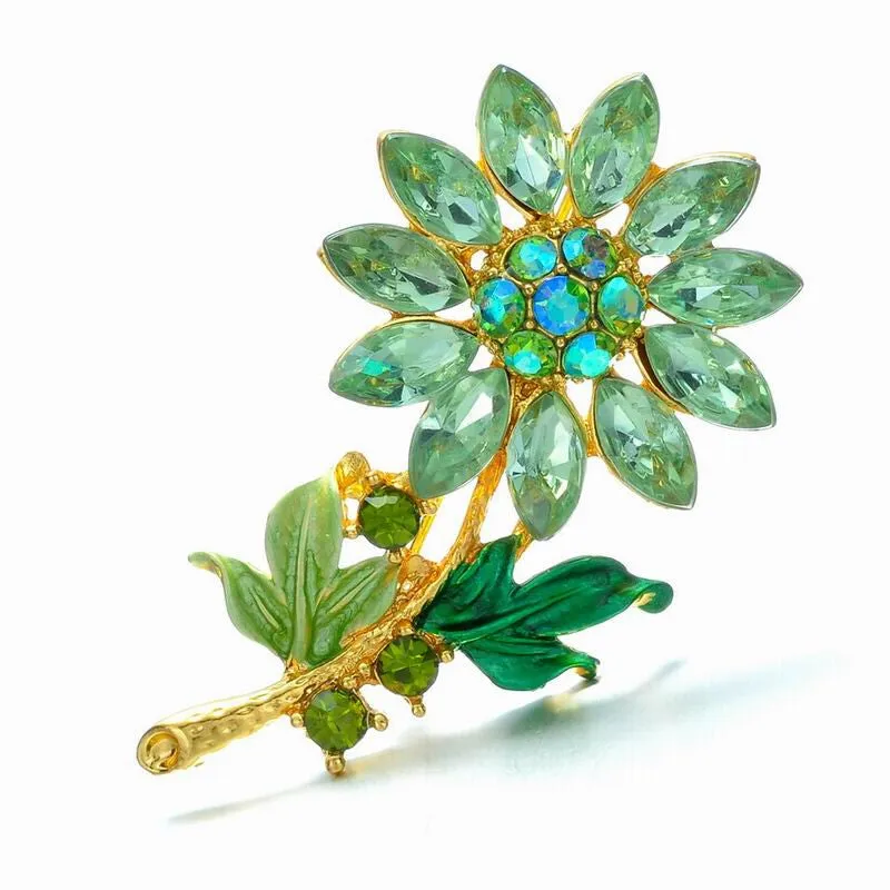 Charms birthstone Fashion Wedding Collar Plant flower Brooch Pins Rhinestone brooch Crystal Scarf vintage brooch Women Jewelry