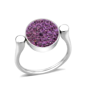 CJ385402 Wholesale Women's Stainless Steel Top Grade Crystal Round Amethyst Ring