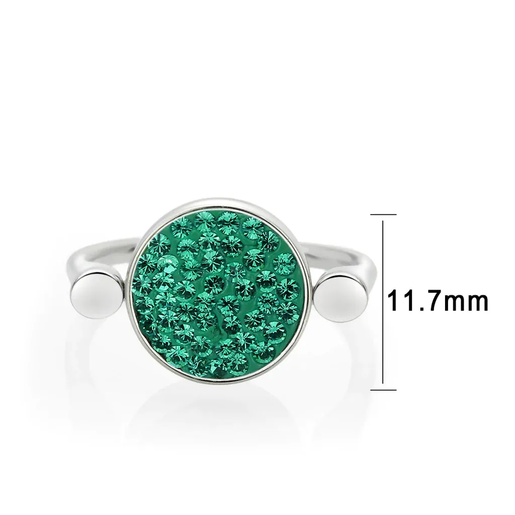 CJ385405 Wholesale Women's Stainless Steel Top Grade Crystal Round Emerald Ring